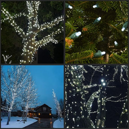 200 Count Cool White Wide Angle LED Christmas Lights, 66 ft Green Wire UL Certified Commercial Grade 5mm Holiday String Light Set (Cool White)