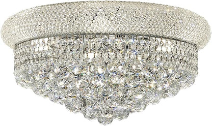 9-Light Crystal Flush Mount Chandelier Ceiling Light Fixture for Living Room Dining Room Bedroom Foyer Entryway Hallway Closet Bathroom (Chrome D22)