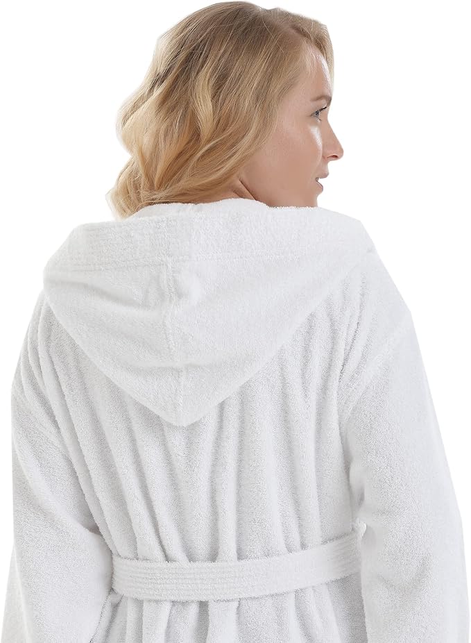 Arus Women's Pacific Hooded Turkish Cotton Bath Robe with Full Length Options