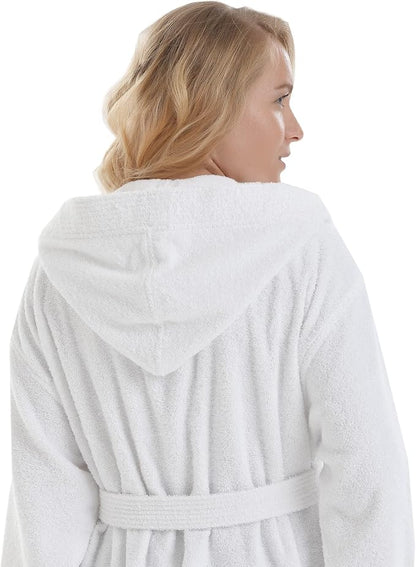 Arus Women's Pacific Hooded Turkish Cotton Bath Robe with Full Length Options