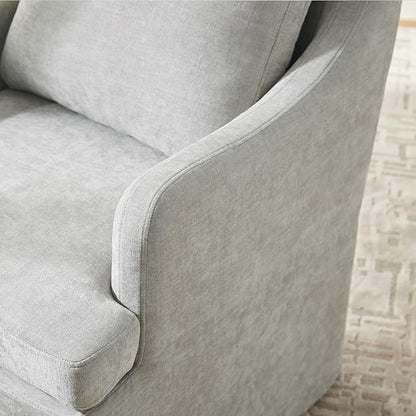 VKNOW Upholstered Dining Chairs Set of 2, Modern Kitchen Chairs Dinner Chairs with 4 Casters, Linen Armchair for Bedroom Reading Room Living Room, Light Grey