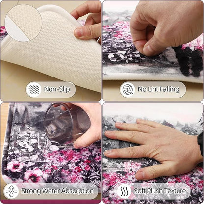 Bathroom Accessories Set with Shower Curtain Bath Rugs Pink Paris Bathroom Accessories with Trash Can, Shower Curtain Set,Bath Rugs for Home Decor