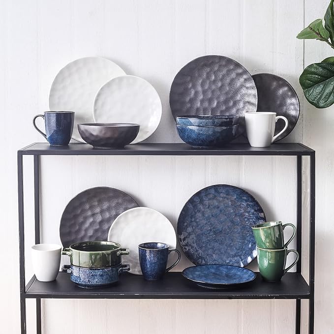 vicrays Coffee Mug Set, 12 Ounce, Set of 6, Ceramic Mug for Men, Women, Unique Glazed Mugs with Handle for Coffee, Tea, Milk, Cocoa, Cereal(Green)