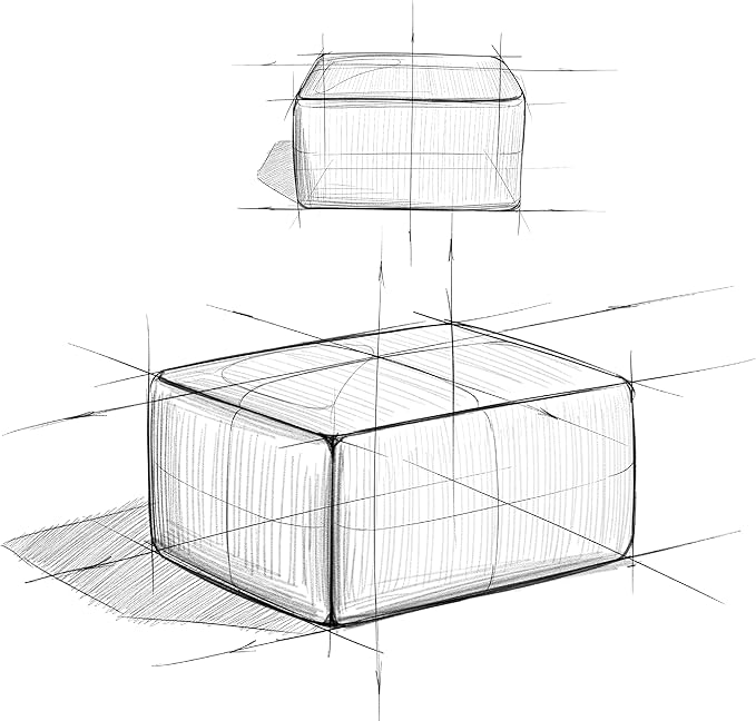 SIMPLIHOME Nate 20-inch Wide Square Pouf in Patterned Denim Mélange, Handwoven Boho-Style Cotton Ottoman, Footrest, or Extra Seating for Living Room, Assembled