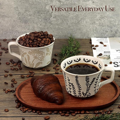 Ceramic Coffee Mug, 12 oz Novelty Unique Teacup with Large Handle, Stoneware Cup for Tea Mocha Latte Cappuccino Espresso (Butterfly)