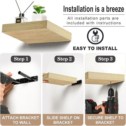 Sorbus Square Floating Shelf for Wall - 4 Small Shelves with Invisible Mounting Brackets for Living Room Decor, Bedroom, Bathroom Decor, Home & Kitchen - 9" Wall Shelf to Display Photos Trophies