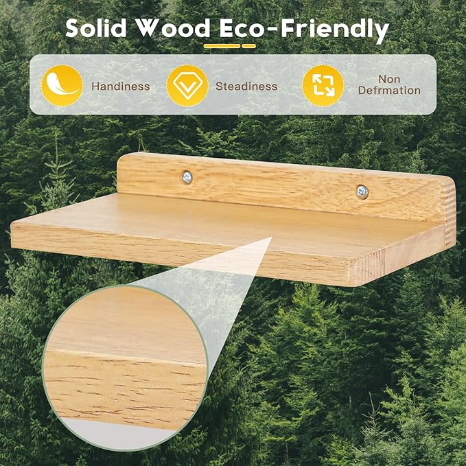 Small Floating Shelves for Wall,5x8.5 Inches Wall Shelf Set of 3,Display Shelf for Bedroom, Bathroom, Kitchen Decor (Wood Color)