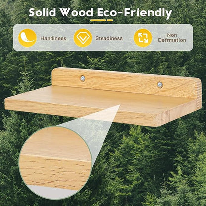 Small Floating Shelves for Wall,5x8.5 Inches Wall Shelf Set of 3,Display Shelf for Bedroom, Bathroom, Kitchen Decor (Wood Color)