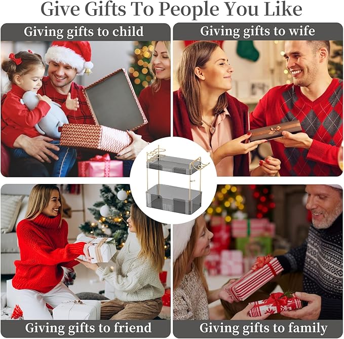 Bathroom Counter Organizer with Hair Dryer Holder, Hair Tool Countertop Storage, Cosmetics Skincare Shelf Organizer, Makeup Organizer Perfume for Dresser Vanity Tray(2 Tier-Grey)