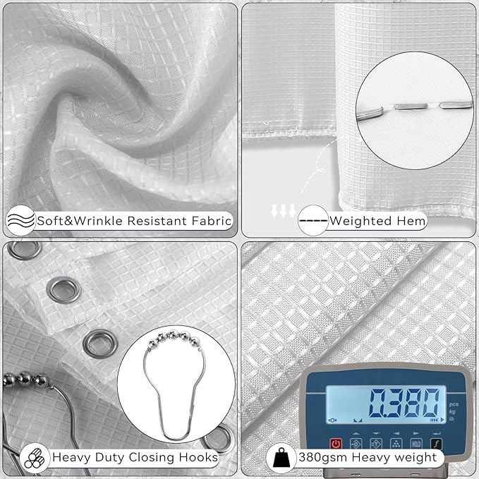 Bathroom Sets with Shower Curtain and Rugs, 27PCS White Bathroom Accessories Set with Trash Can, White Shower Curtain Set, No Slip Super Absorbent Bathroom Rugs