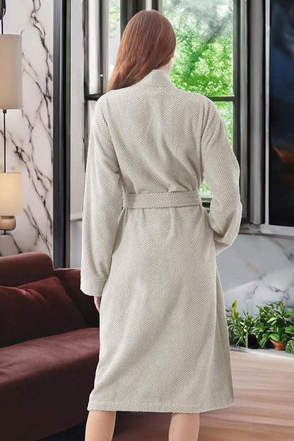 Organic Turkish Cotton Terry Hooded Kimono Bathrobe, Robe for Women