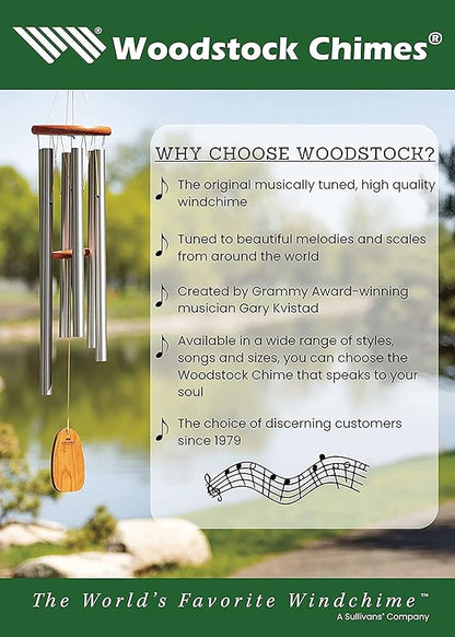 Woodstock Chimes Pluto Wind Chime for Outside 37" Grey Medium Tone Sound for Outdoor Garden, Patio, Porch Decor Gifts, Encore Collection, DCY37