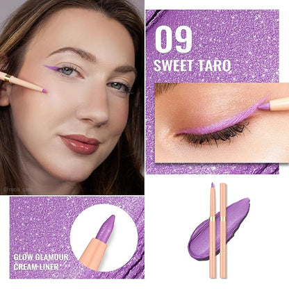 Oulac Waterproof Eyeliner Pencil Set - Smooth and Creamy, Retractable Eye Makeup for Precision Application, Vegan & Cruelty-Free, 08 Well-dressed+09 Sweet Taro+LL09 Lilac Love Pink