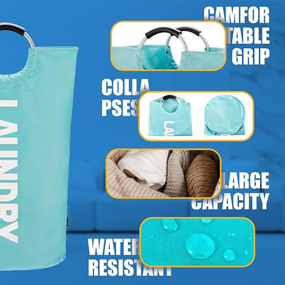 Caroeas 90L Laundry Basket (13 Colors), Waterproof Laundry Hamper, Laundry Bag with Padded Handles, Clothes Hamper Stands Up Well, Collapsible Laundry Basket Easy Storage