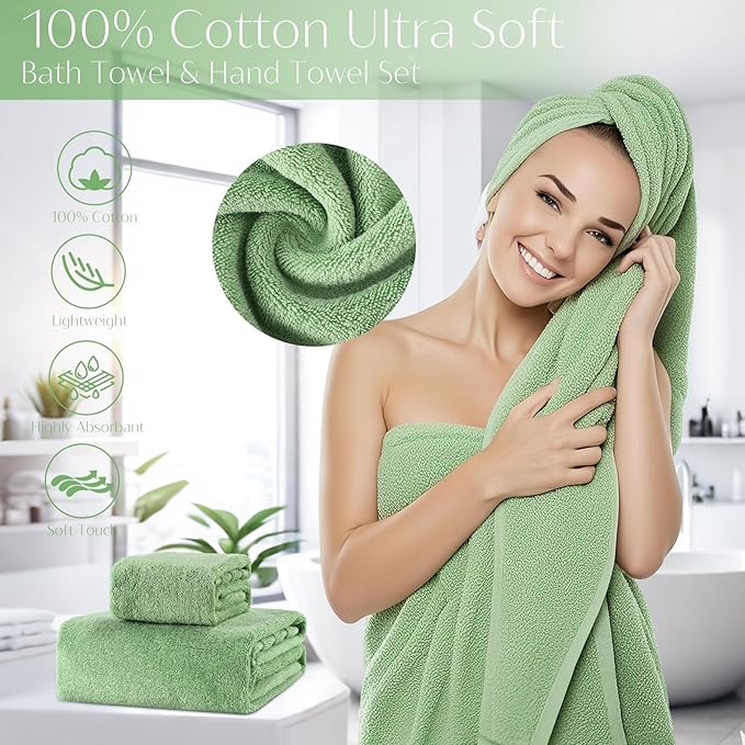 32PCS Bathroom Accessories Set Bathroom Set,Green Shower Curtain Set,Bath Towel Set,Hand Towel,Toilet Brush,Trash Can & 3PCS Soap Dispenser