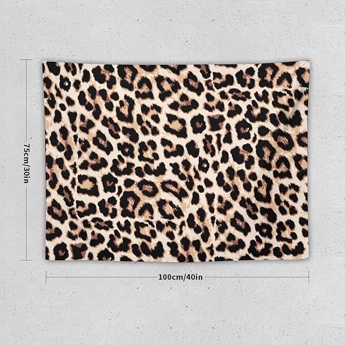 HZOHNAGO Leopard Print Tapestry Rustic Brown Leopard Wild Animal Printed Wall Tapestry Painting Wall Hanging for Bedroom Living Room Dorm 40" W x 30" H