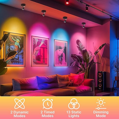 Wireless RGBW Spot Lights Indoor Decor, 4 Pack Floor Uplighting Indoor, 13 Color Changing Tree Light, Picture Light with Remote and Timer, Accent Lights for Plant Christmas Holiday Party