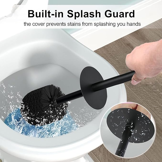 Contemporary Ribbed Design Resin Toilet Holder and Brush Set for Bathroom, Stylish and Durable Cleaning Tool with Modern Design, Compact for Efficient Cleaning