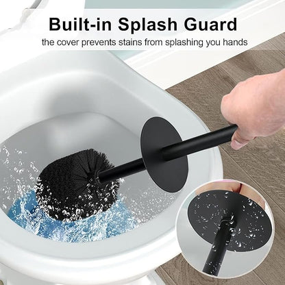 Contemporary Ribbed Design Resin Toilet Holder and Brush Set for Bathroom, Stylish and Durable Cleaning Tool with Modern Design, Compact for Efficient Cleaning