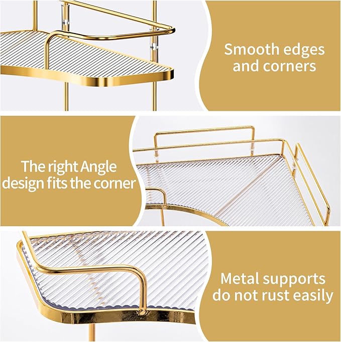 Seoneiro 2 Tier Corner Bathroom Counter Organizer, Cosmetic Skincare Organizer, Bathroom Countertop Perfume Tray Vanity Organizer, Kitchen Spice Corner Storage Shelf