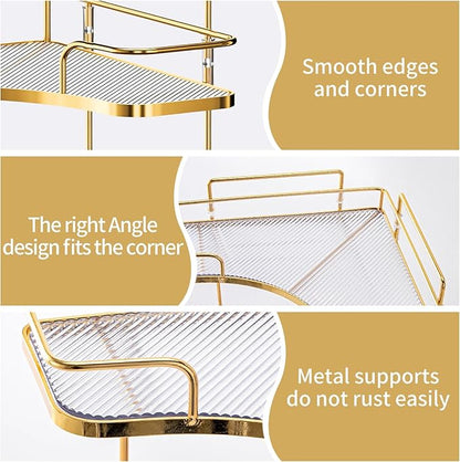 Seoneiro 2 Tier Corner Bathroom Counter Organizer, Cosmetic Skincare Organizer, Bathroom Countertop Perfume Tray Vanity Organizer, Kitchen Spice Corner Storage Shelf