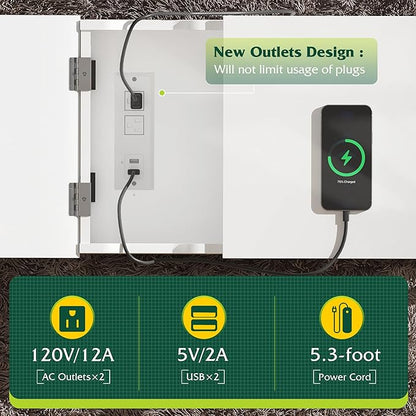 WLIVE Narrow Side Table with Charging Station, Couch Side Table for Living Room, Narrow End Table for Bedroom with Fabric Drawer, USB Ports and Power Outlets, 11.8‘’W 23.6‘’L 24‘’H, White