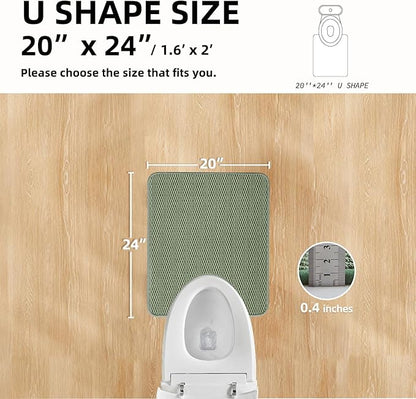 U-Shaped Toilet Rug, Thin Washable Non-Slip Absorbent Quick Dry Low Pile Mat, Sage Green 20"x24"