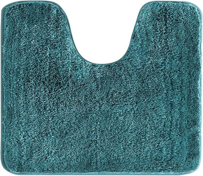 Suchtale Non Slip Bath Mat - Soft Microfiber Shaggy Bath Mat, Machine Washable, Thick Plush U Shape Toilet Rug (20 x 24, Teal)