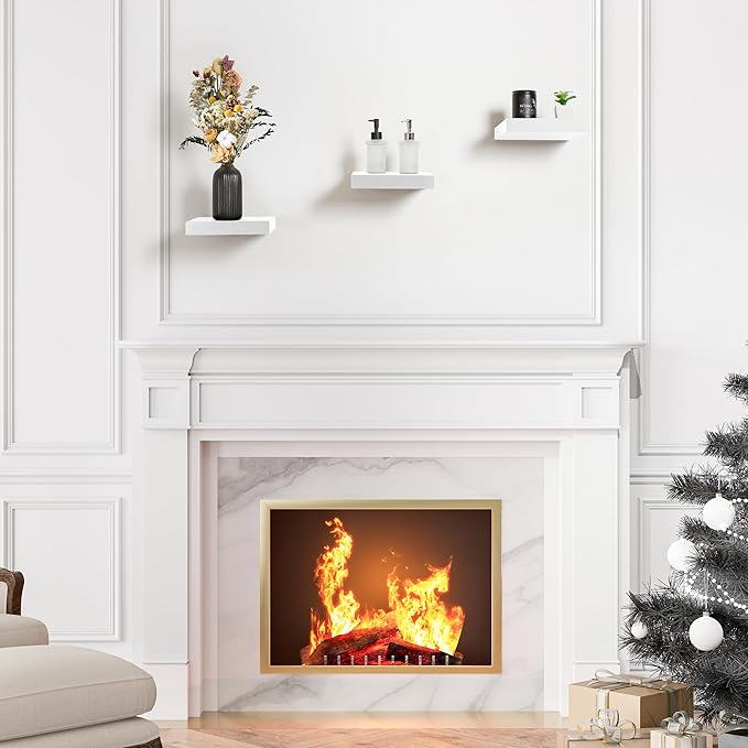 Sorbus Square Floating Shelf for Wall - 3 Small Shelves with Invisible Mounting Brackets for Living Room Decor, Bedroom, Bathroom Decor, Home & Kitchen - 9" White Wall Shelf to Display Photos Trophies