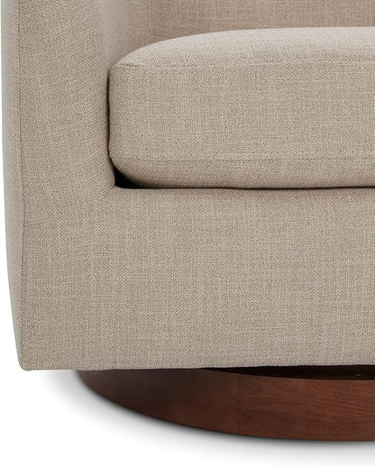 CHITA Swivel Accent Chair, FSC Certified Upholstered Fabric Barrel Chair for Living Room, Fully Assembled, Flax Beige