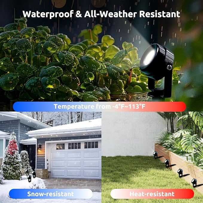 Smart RGBW Spot Lights Outdoor, 8 Pack Low Voltage Landscape Lighting with APP & Remote Control, Waterproof and Timing, Color Changing Outdoor spot Lights for Yard Halloween Christmas Decorations