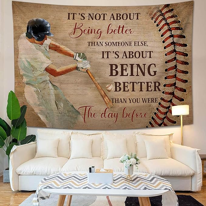 yowecso Baseball Tapestry Sport Theme Tapestry Wall Hanging for Bedroom Baseball Tapestries Aesthetic Wall Decor for Home Dorm Living Room 50"x60"