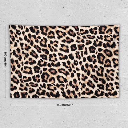 HZOHNAGO Leopard Print Tapestry Rustic Brown Leopard Wild Animal Printed Wall Tapestry Painting Wall Hanging for Bedroom Living Room Dorm 60" W x 40" H