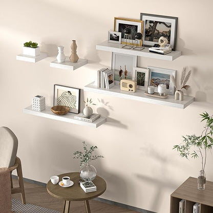 Square Floating Shelves for Wall, 12" W x 12" D x 1.2" H, Small Wooden Wall Mounted Display Shelves with Invisible Brackets for Living Room, Bedroom, Bathroom, Kitchen Decor, Set of 3, White