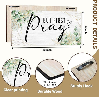 But First Pray Wooden Wall Sign - Inspirational Christian Home Decor with Rustic Farmhouse Style - Scripture Plaque for Bedroom, Office, or Church - Uplifting Gift for Believers. (057)