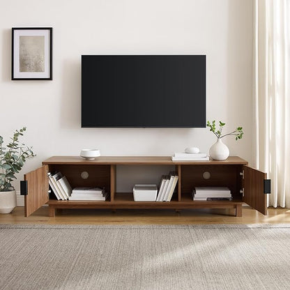 Walker Edison Arundo Fluted TV Stand for TVs up to 65 Inches, 58" TV Stand, Mocha