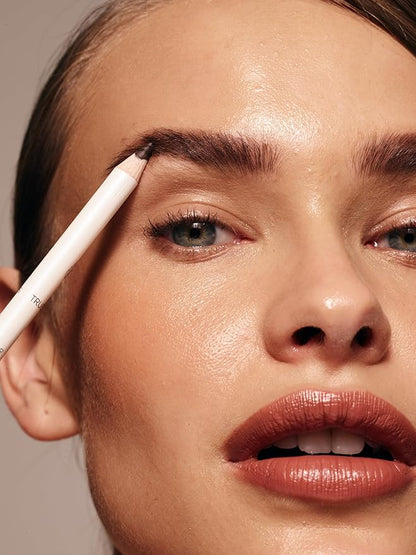 True + Luscious Brow Definer Pencil - Pomade & Powder Combo With Organic Castor Oil - Fills, Shapes Eyebrows - Waterproof - Brunette