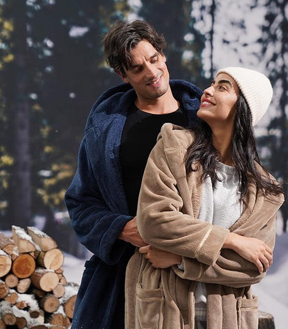 DAVID ARCHY Men's Soft Fleece Plush Robe Full Length Long Bathrobe