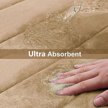 Buganda Memory Foam Bath Mat, 40" x 24", Ultra Soft and Non-Slip Bathroom Rugs, Water Absorbent and Machine Washable Bath Rug Runner for Bathroom, Shower, and Tub, Camel