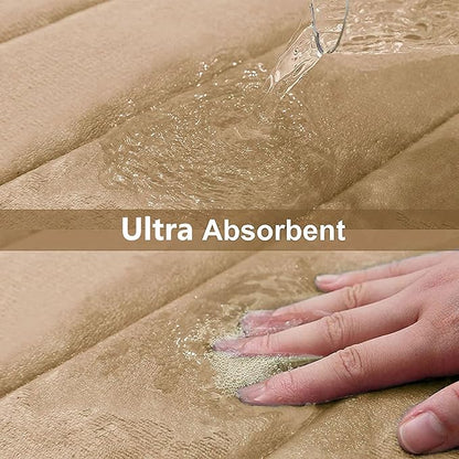 Buganda Memory Foam Bath Mat, 47" x 24", Ultra Soft and Non-Slip Bathroom Rugs, Water Absorbent and Machine Washable Bath Rug Runner for Bathroom, Shower, and Tub, Camel