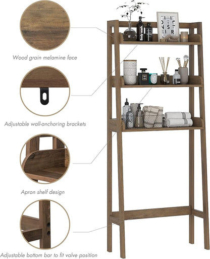 UTEX Over The Toilet Storage Shelf, 3-Tier Over Toilet Bathroom Organizer, Above Toilet Storage Rack (Wood Grain)