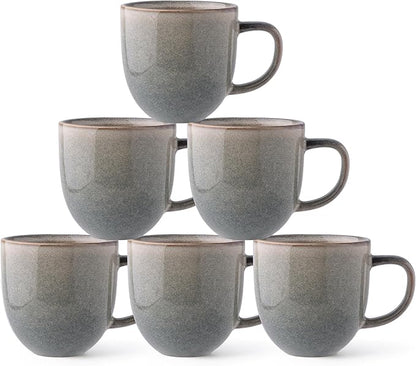 AmorArc 12oz Coffee Mugs, Ceramic Coffee Mugs set of 6 for Man, Woman, Dad, Mom, Modern Coffee Cups with handle for Latte/Cappuccino/Milk/Cocoa. Dishwasher&Microwave Safe, Reactive Glaze