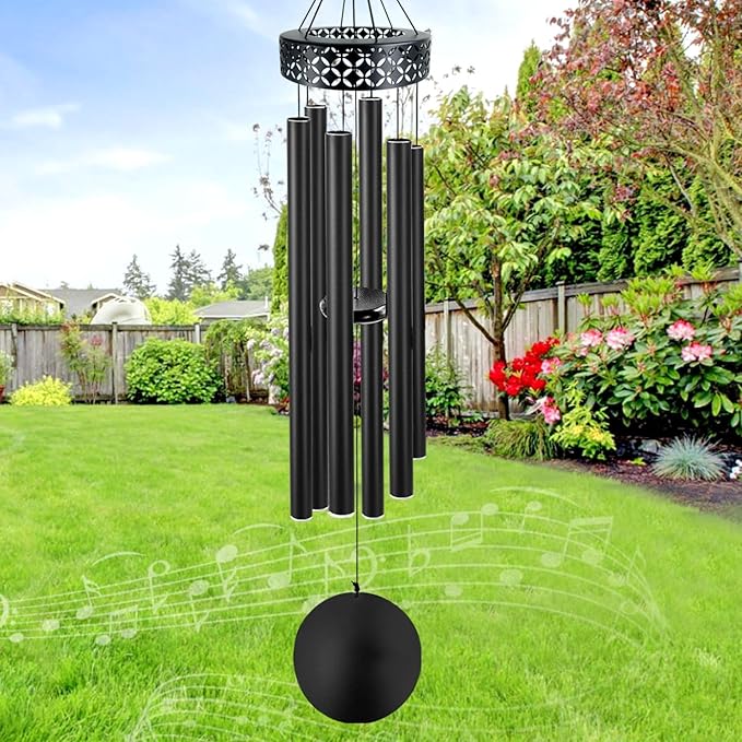 ASTARIN 48'' Deep Tone Wind Chimes for Outside - Large WindChimes with 6 Heavy Tubes, Memorial Chimes Outdoor for Garden Hanging Décor,Sympathy Gifts for Loved one,Home Décor, Black