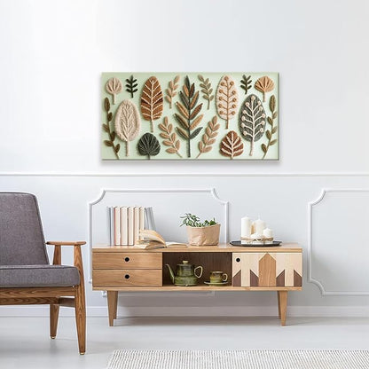 Boho Wall Art Chic Home Wall Art Modern Bohemian Feather Green Canvas Wall Art Decor For Apartment Dorm Living Room Bedroom Nursery Backdrop 20"W X 40"L Ready To Hanging