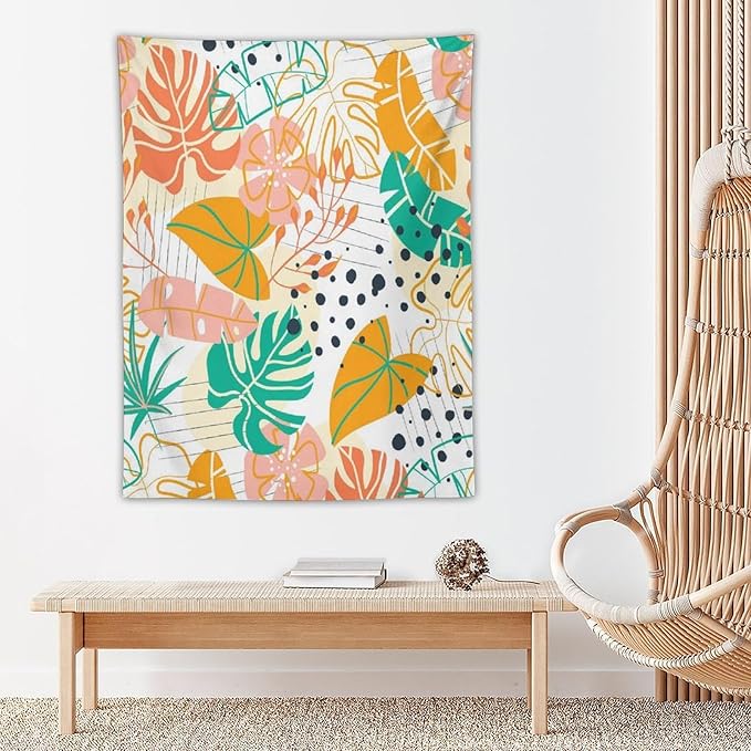 ICMOLYYENLO Tropical Palm Leaves Wall Tapestry, Wall Art for Room Decoration Beautiful Wall Hanging for Bedroom Living Room Dormitory Apartment 50x60 Inch