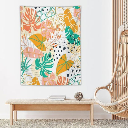 ICMOLYYENLO Tropical Palm Leaves Wall Tapestry, Wall Art for Room Decoration Beautiful Wall Hanging for Bedroom Living Room Dormitory Apartment 60x80 Inch