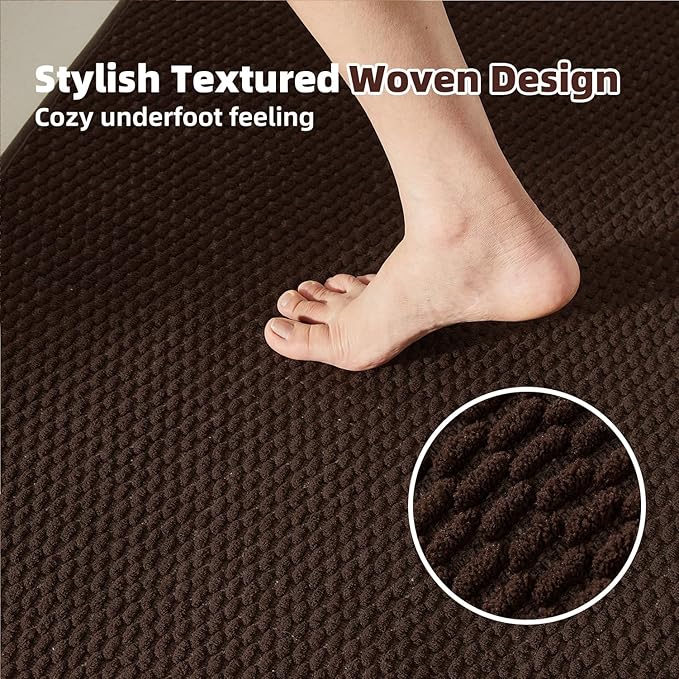 Bathroom Rugs Non Slip Washable, Super Absorbent Thin Bath Mat Small Quick Dry Low Pile Bathroom Rug, Brown 20"x30"