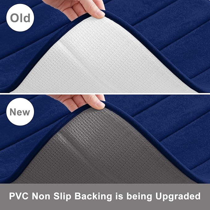 Buganda Memory Foam Bath Mat, 55" x 24", Ultra Soft and Non-Slip Bathroom Rugs, Water Absorbent and Machine Washable Bath Rug Runner for Bathroom, Shower, and Tub, Navy Blue