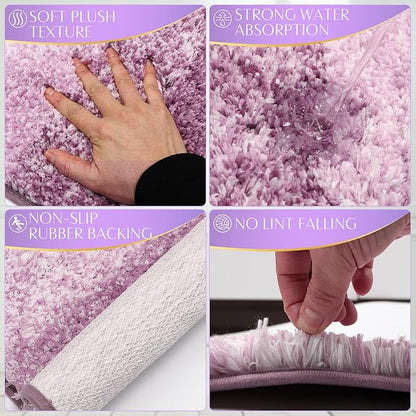 32PCS Bathroom Set Bathroom Sets with Shower Curtain and Rugs Purple Bathroom Accessories,Shower Curtain Set,Bathroom Rug Set with Bathroom Trash Can