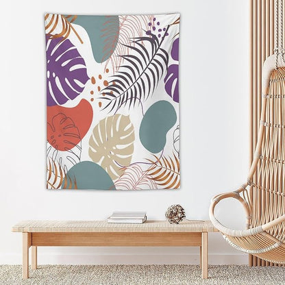 ICMOLYYENLO Tropical Green Leaves Tapestry, Exotic Leaves Beautiful Bedroom Wall Hanging, Floral Poster Blanket for Bedroom Living Room Dormitory Apartment 40x60 Inch